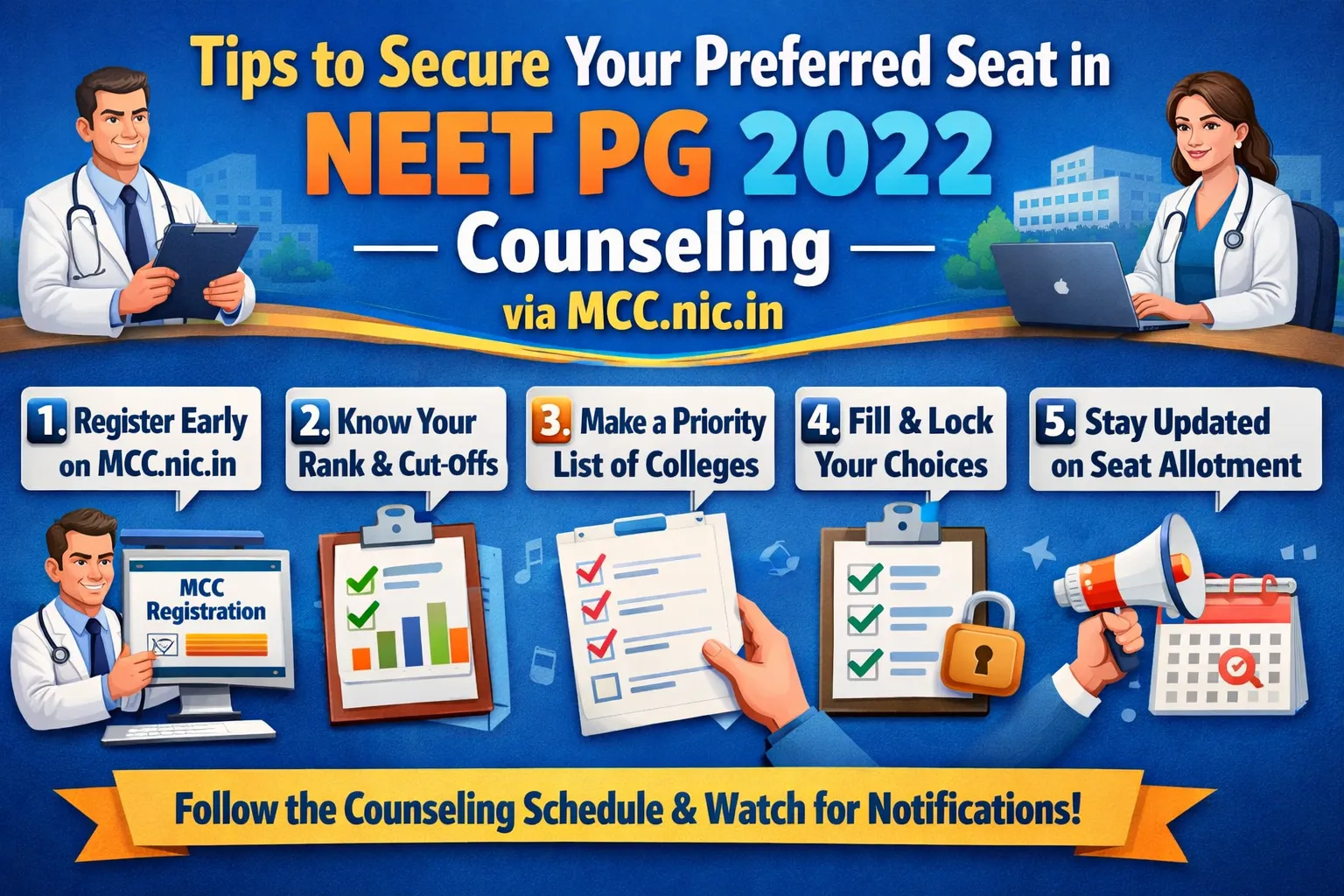 Tips to Secure Your Preferred Seat in NEET PG 2022 Counseling via MCC.nic.in